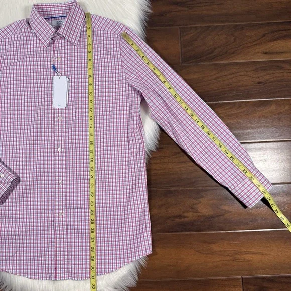 Southern Tide Men's Size Small Charleston Board Creek Pink Plaid Sport Shirt